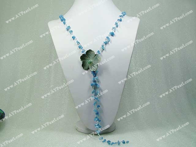 blue ore and shell flower necklace