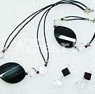 black agate and white crystal sets