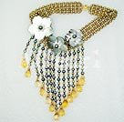 Handmade pearl crystal shell necklace