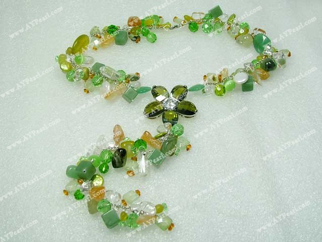 aventurine crystal pearl necklace