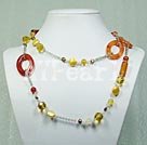Discount pearl crystal and agate necklace