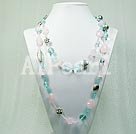 rose quartz and blue quartz necklace under $ 15