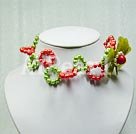 Discount dyed pearl and peridot jade flower necklace