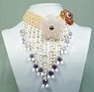Discount pearl crystal and agate flower necklace