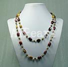 pearl and silver leaf agate necklace