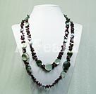 Discount garnet and shell fashion necklace