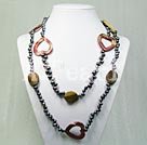 black pearl and gemstone necklace