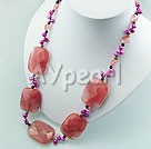 pearl and cherry quartz necklace