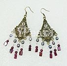 Handmade garnet pearl earring