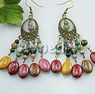 indian agate and silver leaf agate earrings under $ 5
