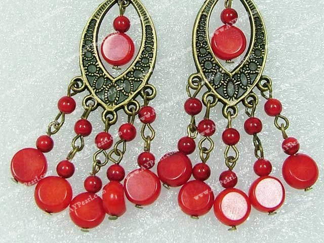 Handmade blood stone coral earring