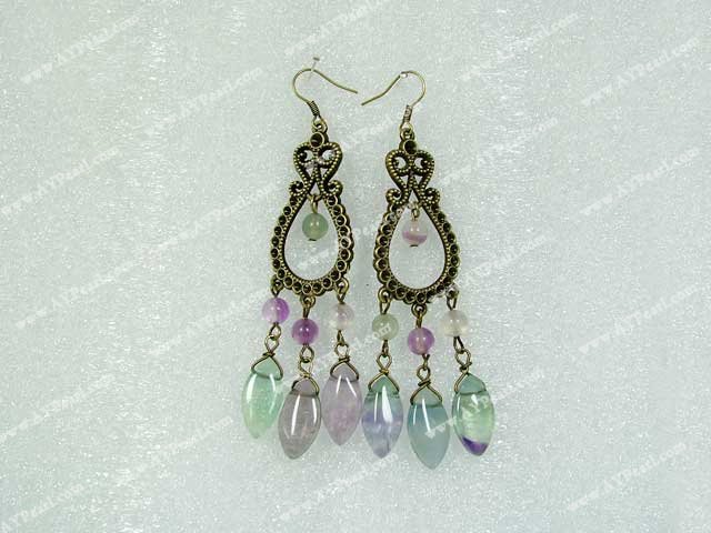 lovely rainbow fluorite vintage earrings