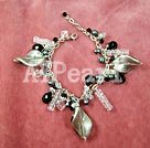 austrian crystal and pearl and colored glaze bracelet