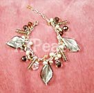 austrian crystal and pearl and colored glaze charm bracelet