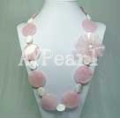 shell and rose quartz flower necklace under $ 30