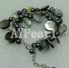 black pearl and black lip shell fashion bracelet