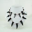 black agate and white pearl necklace