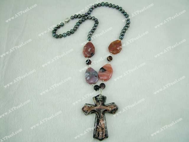 colored glaze pearl agate necklace