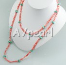 pink coral and turquoise necklace