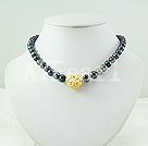 9-10mm black pearl beaded necklace