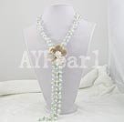 aquamarine chips and pearl shell flower necklace