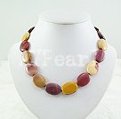 silver leaf agate stone necklace