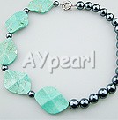 burst pattern turquoise and seashell beads necklace