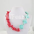 Handmade coral turquoise necklace