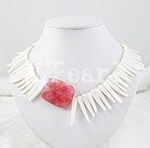 cherry quartz shell necklace