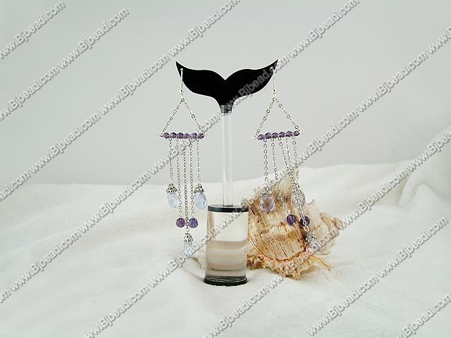 beautiful manmade romantic purple crystal earrings