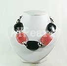 howlite and black crystal and red crystal necklace
