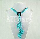blue turquoise and black agate necklace