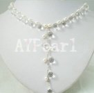 Handmade pearl crystal necklace