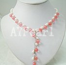 pearl and cherry quartz necklace