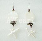 pearl shell and garnet earrings