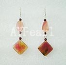 garnet and three colored jade earrings