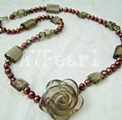 Handmade pearl smoky quartz necklace