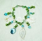 Handmade pearl aventurine shell crystal necklace