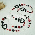 925 silver black agate and alaqueca and coral necklace under $ 40