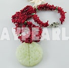 Discount pearl and coral and serpentine jade necklace