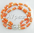 Handmade pearl coral bracelet