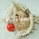 Handmade coral pearl bracelet