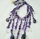 Handmade amethyst white crystal necklace