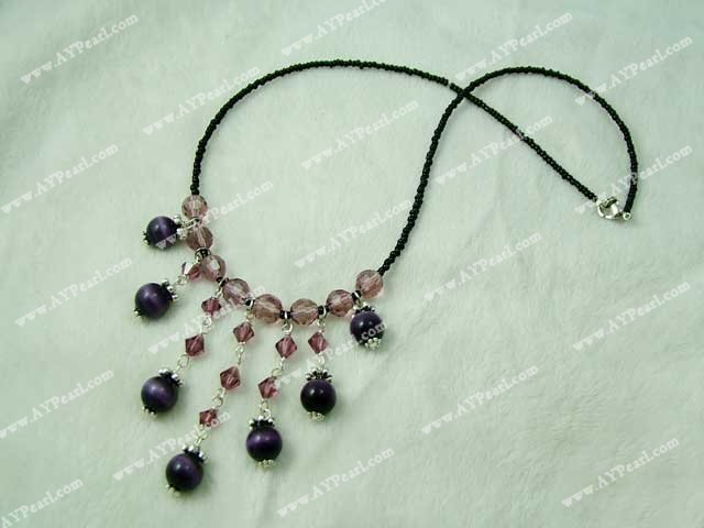 Handmade manmade crystal cat eye necklace