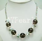 smoky quartz and austrian crystal fashion necklace Under $ 30
