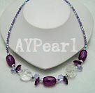 Handmade Brazil agate white crystal necklace