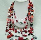 coral and alaqueca and shell necklace under $ 30