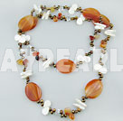 pearl shell and agate necklace under $ 20