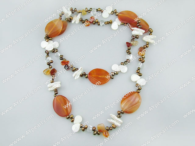 pearl shell and agate necklace