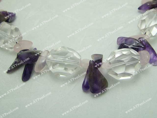 Handmade pearl crystal rose quartz necklace